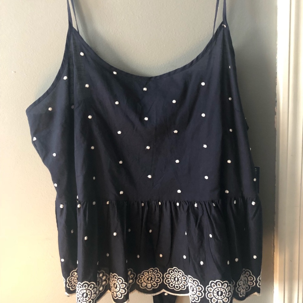 Navy polka dot tank top